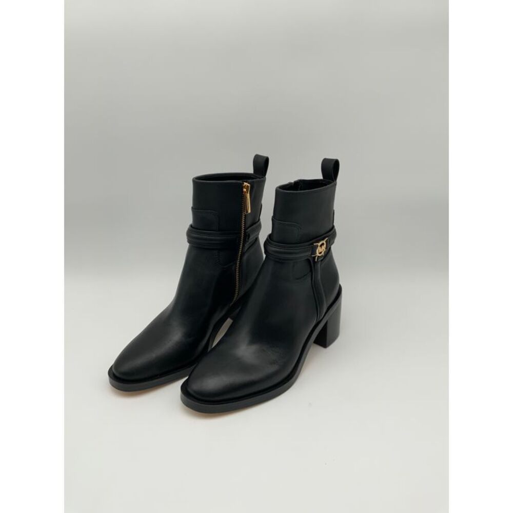 Michael Kors Women's Mindy Leather Ankle Boot Black Shoes 6 - Picture 2 of 2